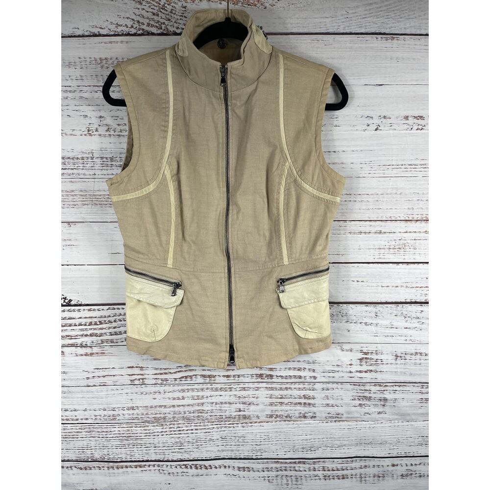 Jakett New York Vest Women's Size S Utility Sleeveless Leather Trim Layering